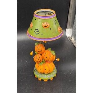 Halloween Candle Lamp with Pumpkin Stack Green Shade for Tealight Votive Light